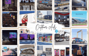 Portfolio collage of outdoor advertising services including billboards, transit, and digital signage by Digital SpaceDive in Dubai and Abu Dhabi