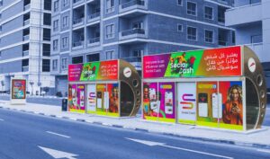 Full wrap static campaign branding on modern RTA air-conditioned bus shelters for premium transit advertising in Dubai