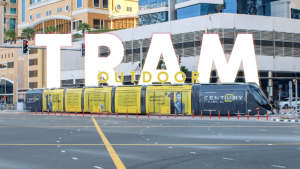 Century Financial branded Dubai tram wrap advertisement