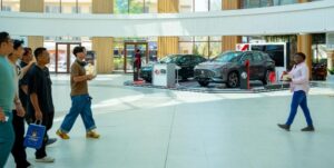 Automotive brand activation and car display setup in the main atrium of Al Hamra Mall, Ras Al Khaimah